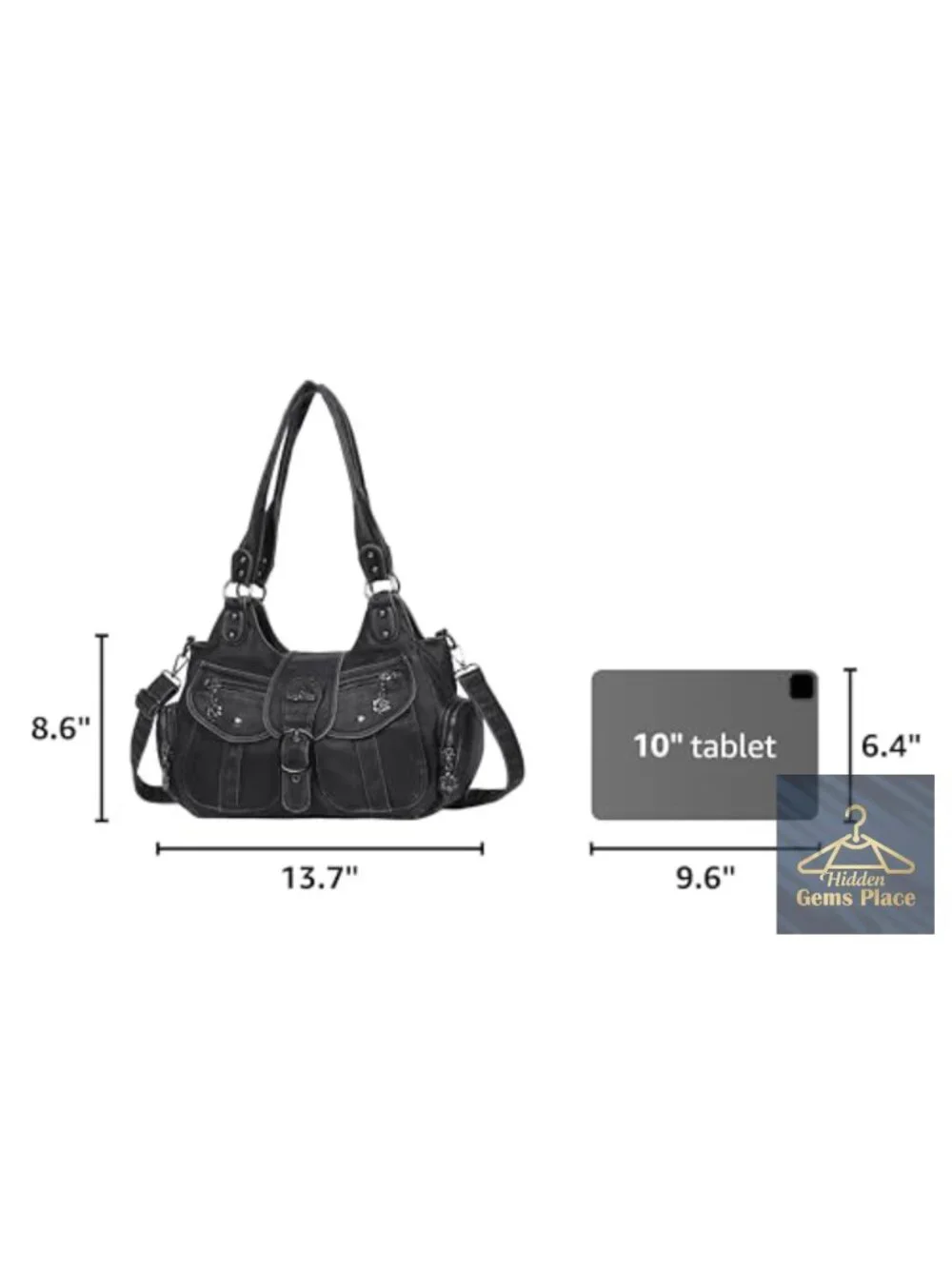 Vegan Leather Hobo Tote Bag with Crossbody Strap